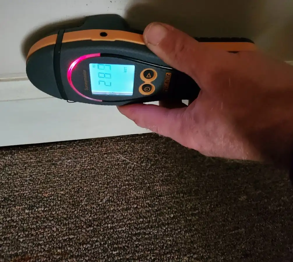 Moisture detection at baseboard during Burst Pipe Cleanup in Stillwater